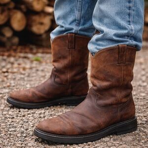 Justin Roper Boots Mens 9D Brown Leather Work Style 4760 USA Oil Resistant